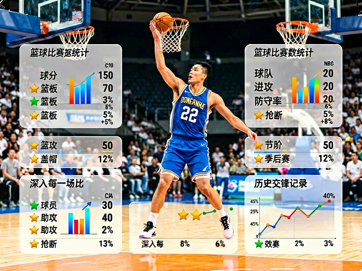 篮球比赛数据统计界面展示得分篮板助攻等关键指标